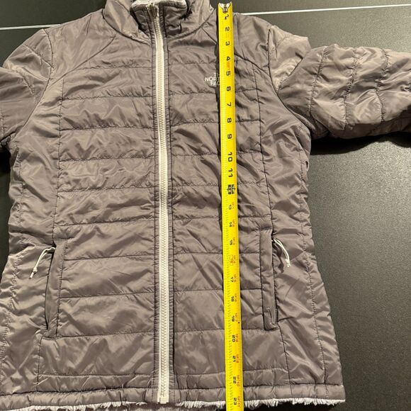 The North Face Jacket Girls XL 18 Grey Reversible Fleece Quilted Insulated Zip - Picture 8 of 9